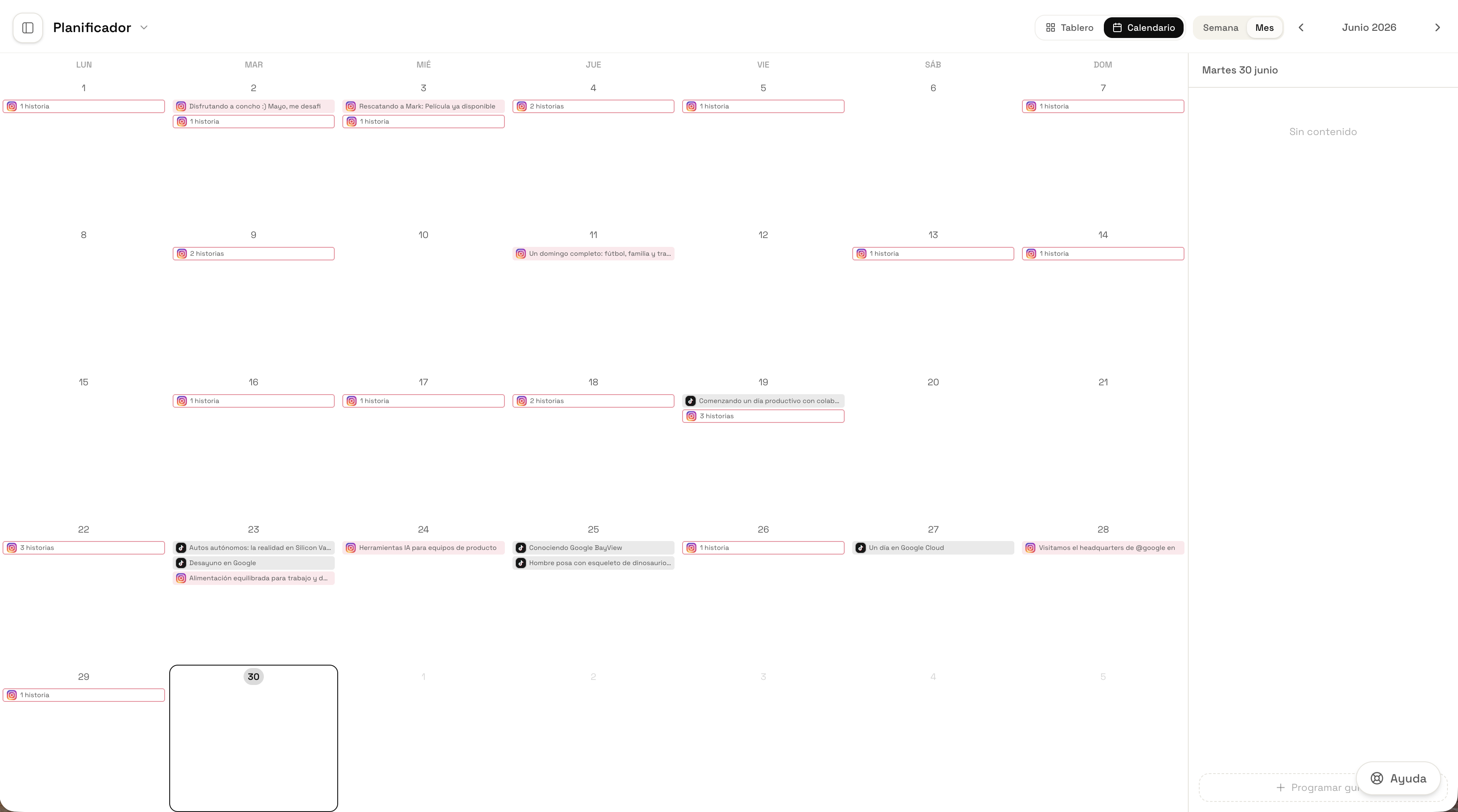 Vista calendario / kanban