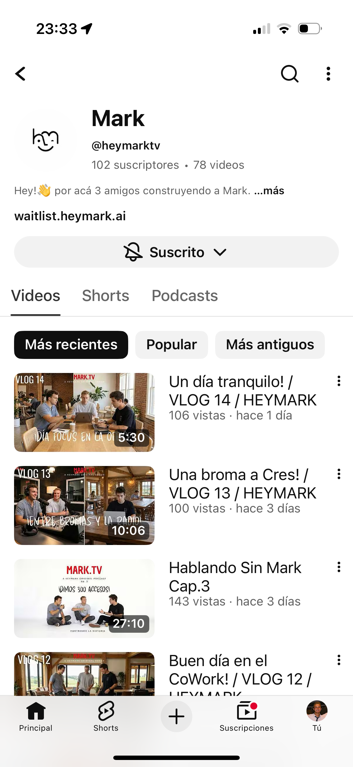 @heymark.tv YouTube